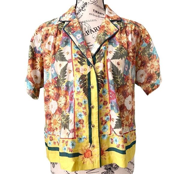 NEW Anthropologie The Moxy Collective Floral  Top - Picture 6 of 9